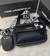 Karl Lagerfeld Paris Maybelle Crossbody Pouch With OG Box & Dust Bag Black
